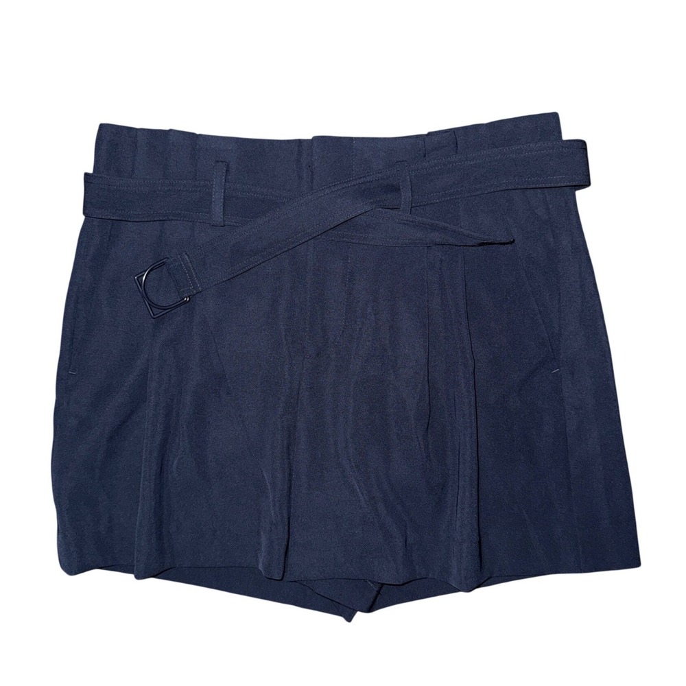 Vince Navy High Waist Tailored Shorts Belt Minimalist Capsule Quiet Luxury